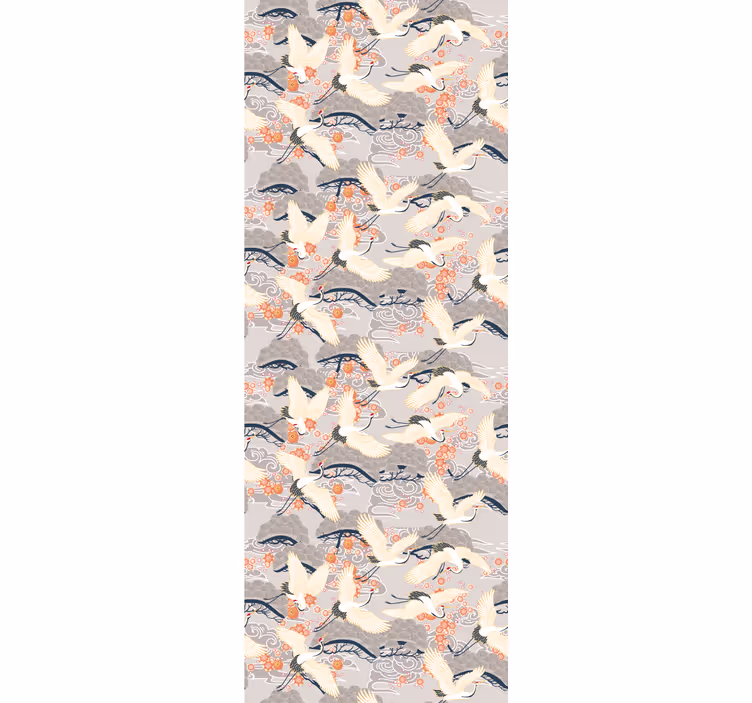 Herons Japanese style pattern Bedroom Wallpaper - TenStickers