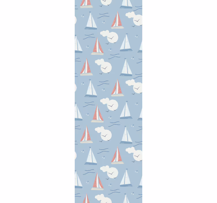 Sailboats and clouds wallpaper childrens room - TenStickers