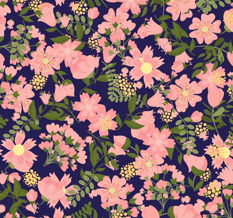 Floral Pattern Harmony flowers wallpaper - TenStickers
