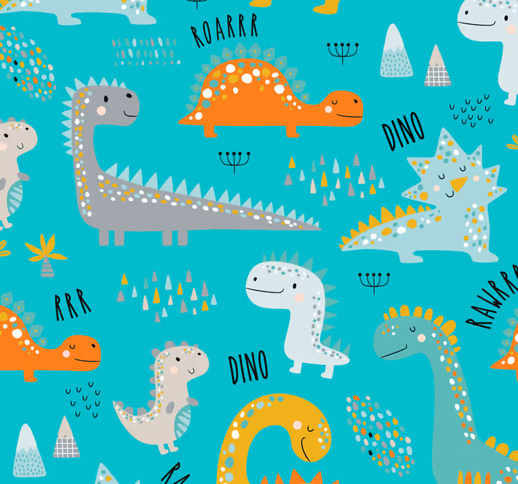 Dinosaur Delight dinosaurs wallpaper - TenStickers