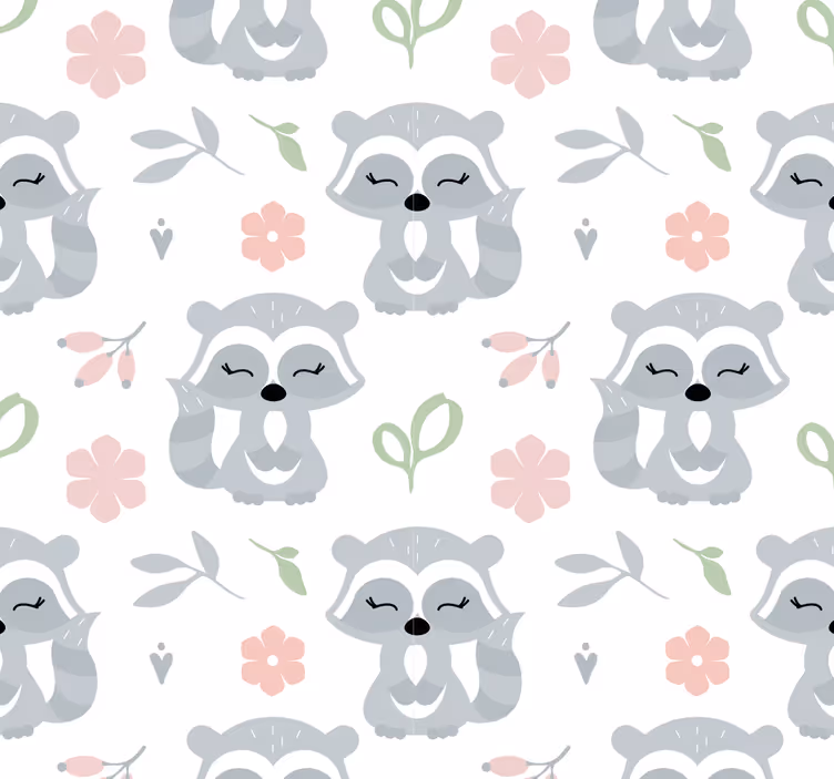 Lovely Raccoons animal wallpaper - TenStickers