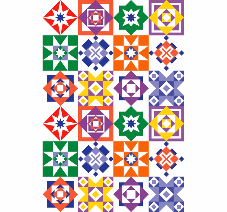 Multicolor design tile effect wallpaper - TenStickers