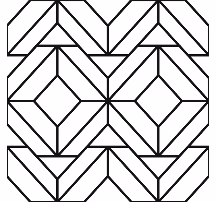 Black and white geometric pattern contemporary wallpaper - TenStickers