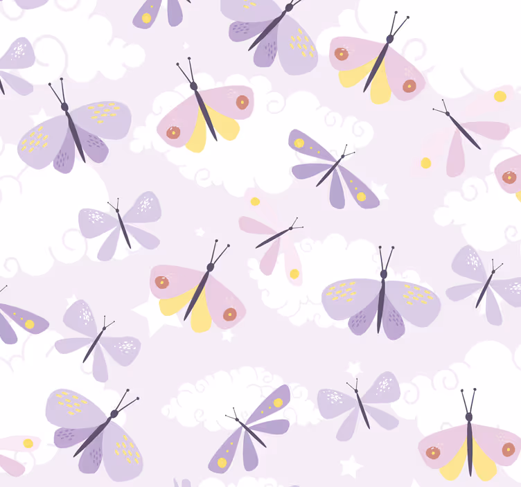 pattern in pastel purple tones Butterfly Wallpaper - TenStickers