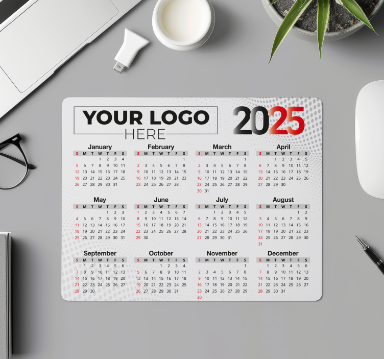 calendar 2025 with logo personalised mouse pad - TenStickers