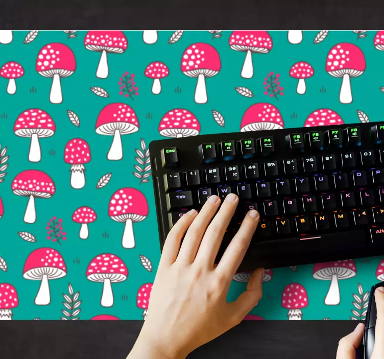 Classical mushrooms on turquoise mouse pad - TenStickers