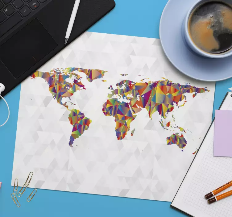 Colorful Geometric Representation world map mouse pad - TenStickers