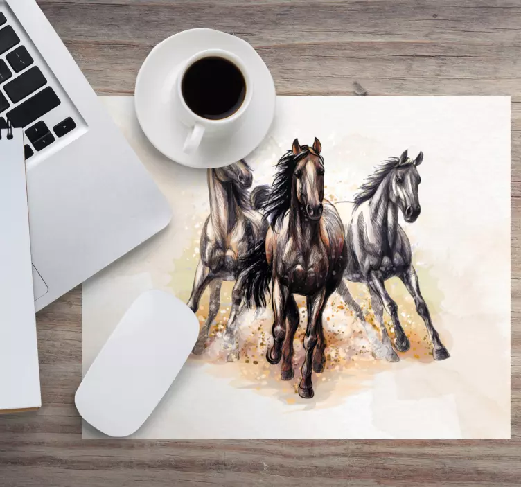 Galloping Majestic Horses original mouse pad - TenStickers