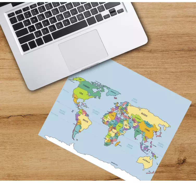 Geographic and political world map mouse pad - TenStickers