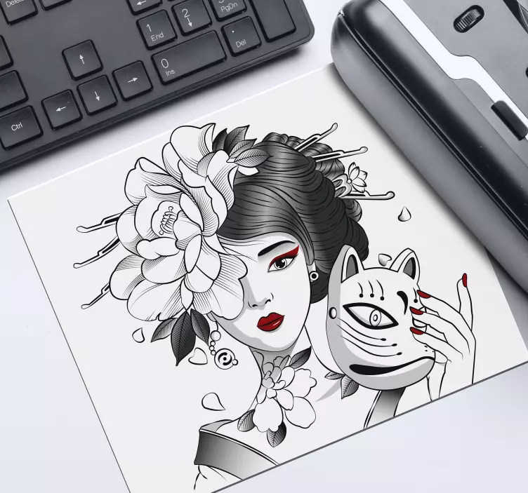 Japanese girl with gothic mask anime mouse pad - TenStickers