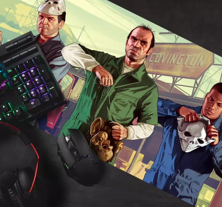 GTA Men with masks gaming XXL mouse pad - TenStickers