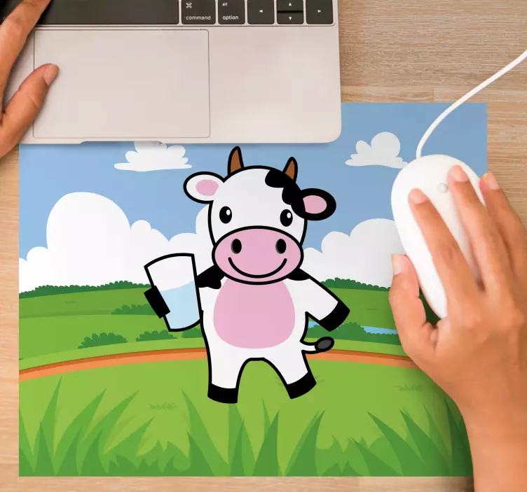 Happy cartoon cow original mousepad - TenStickers