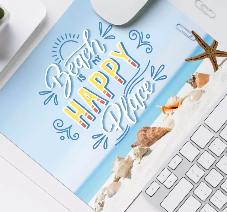 Happy Place Beach seashell mouse pad - TenStickers
