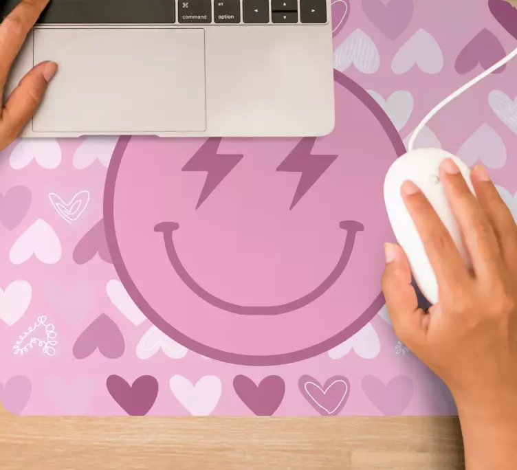 Pink lightning smiley face  original mouse pad - TenStickers