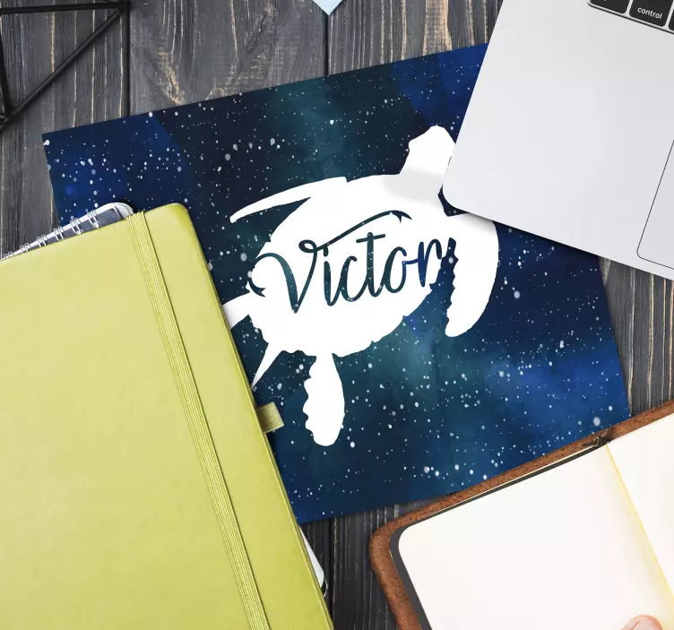 Turtle with galaxy pattern and name mouse pad - TenStickers