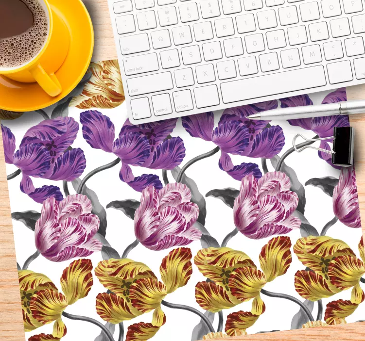 Vibrant Floral Motif mouse pad pattern - TenStickers