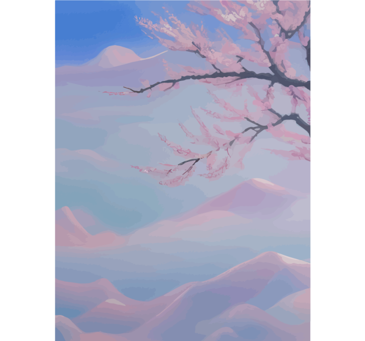 Zen cherry tree flowers branch bathroom blind - TenStickers