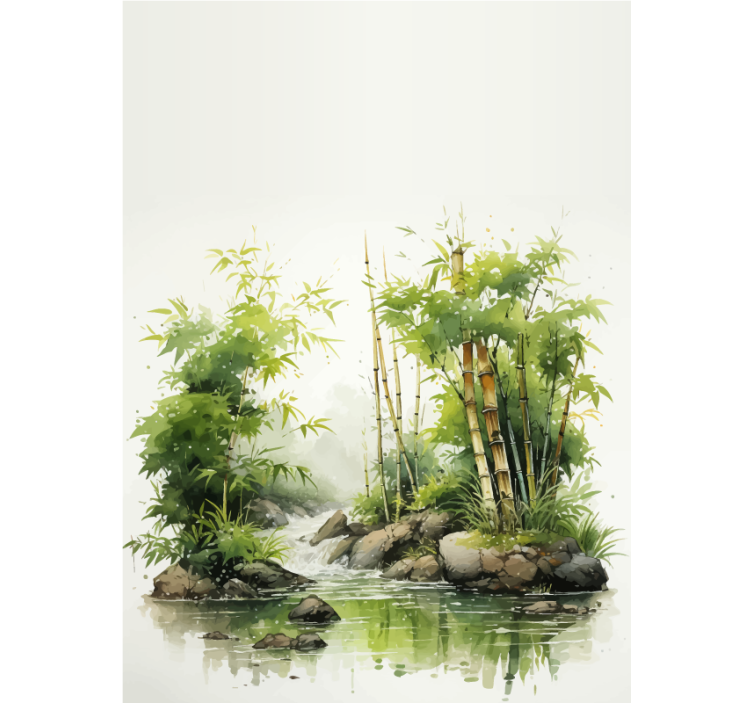 Zen bamboos and water fountain bathroom blind - TenStickers