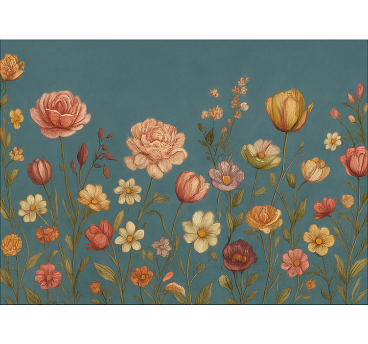 Earthy floral meadow master bedroom shades - TenStickers