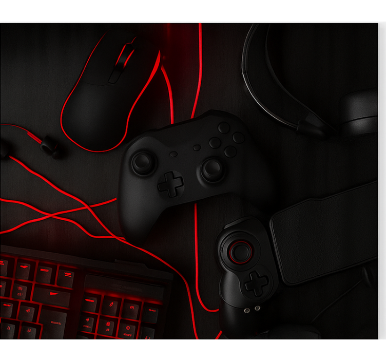 Black red gamers setup blind geek - TenStickers