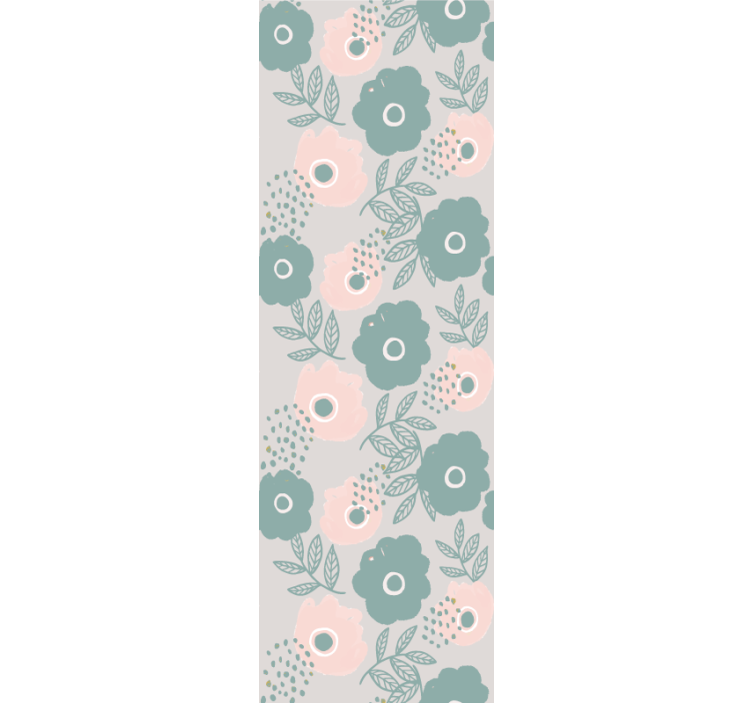 Dining room blind with pink and blue watercolor flowers - TenStickers