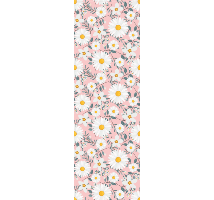 Dining room blind with pink background daisy flowers - TenStickers