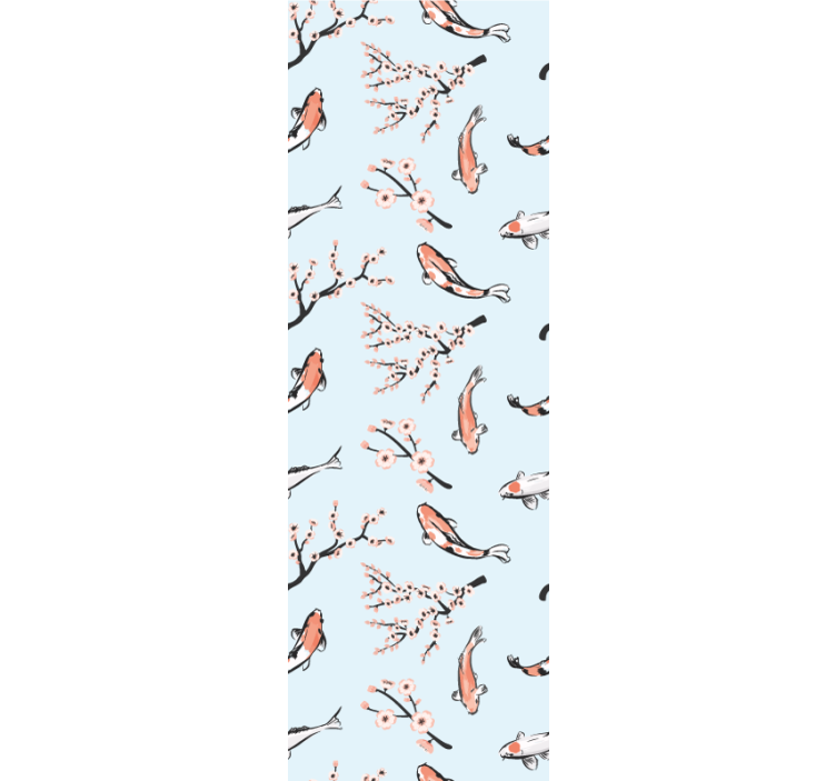 Modern blind with koi fish and cherry blossoms - TenStickers