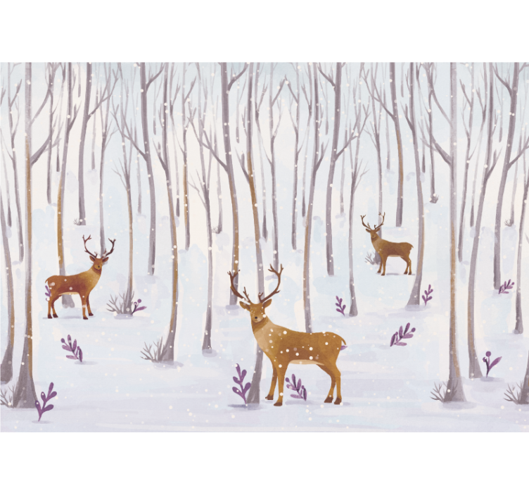 White window blind scandinavian winter forest animals - TenStickers