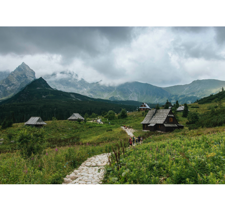 Blind green wooden houses in tatra mountains - TenStickers