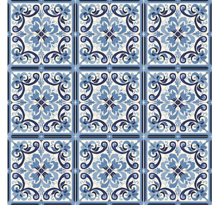 Blind blue floral pattern in blue and white - TenStickers