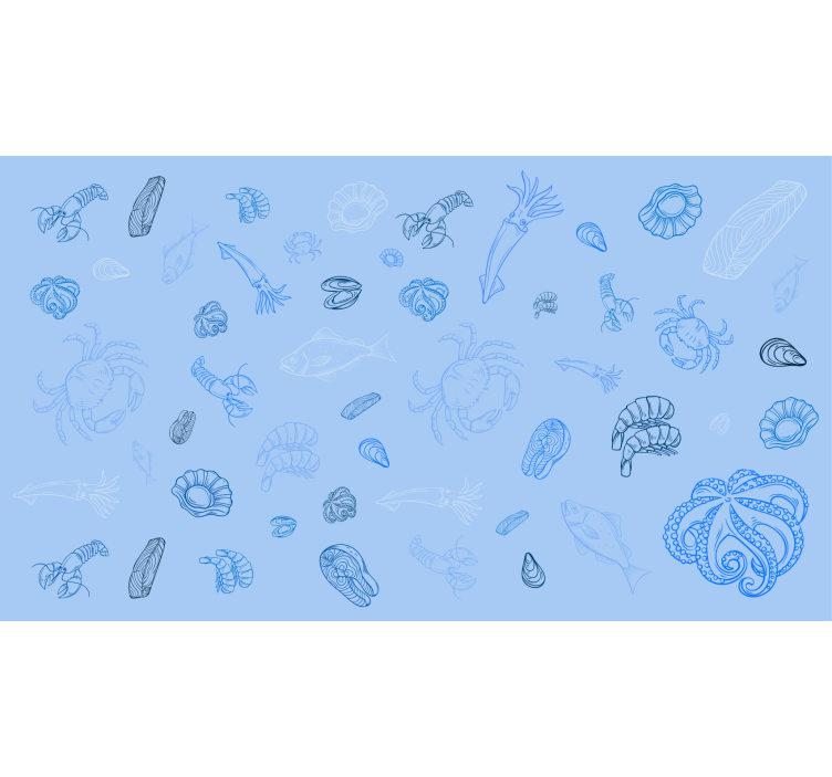 Blind blue seafood design - TenStickers