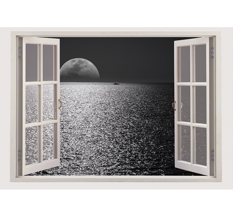 Blind grey sea from the white window - TenStickers