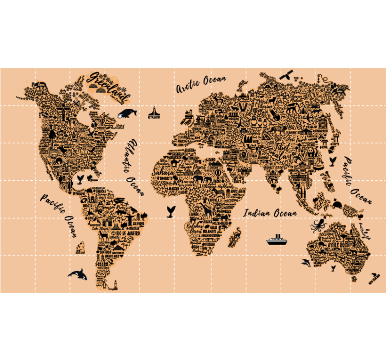Cities World map roller blind - TenStickers
