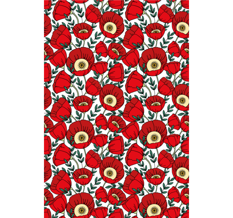 Red puppies pattern blind flowers and plants - TenStickers