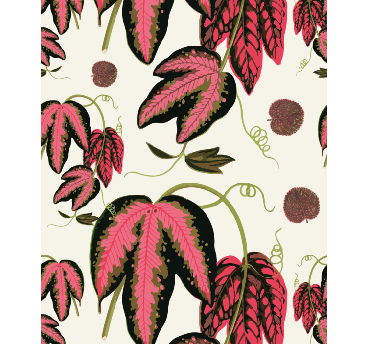 Pink leaf patterns blind flowers and plants - TenStickers