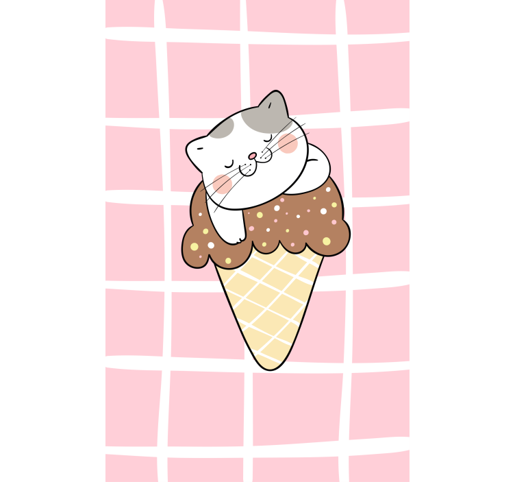 Cat in ice cream cone animals blind - TenStickers