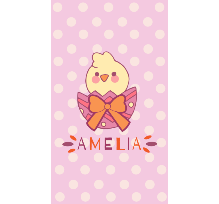 Baby chick with bow and name customised roller blind - TenStickers