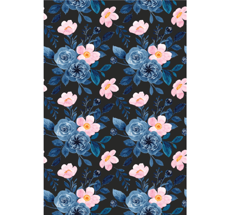 Blue floral motif blind flowers and plants - TenStickers