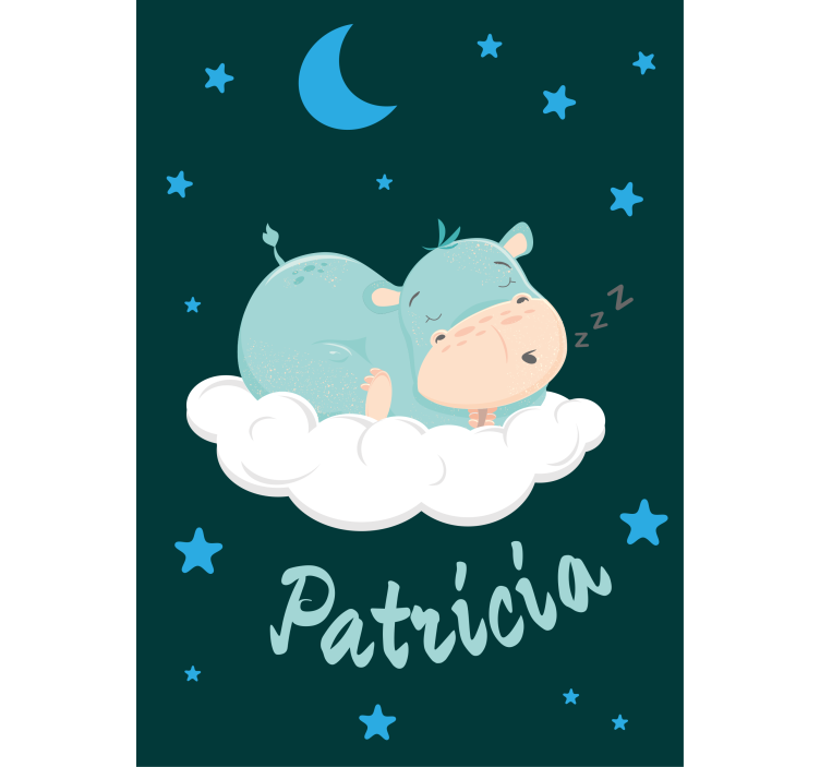 Hippo dream with name nursery roller blind - TenStickers