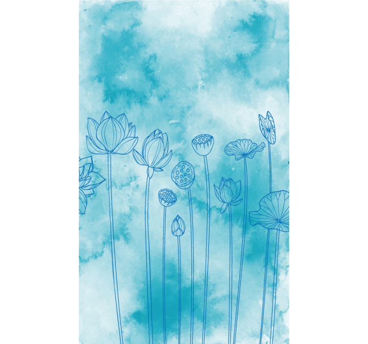 Delicate blue watercolor flowers Flower blind - TenStickers