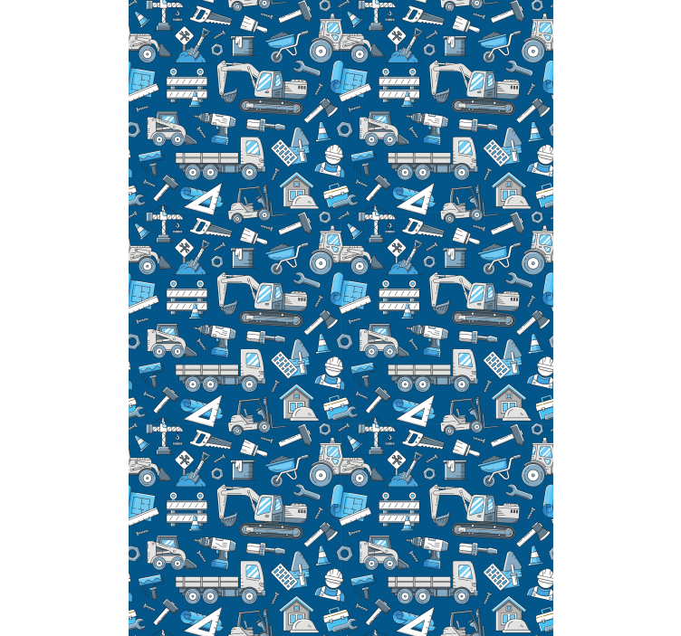 White excavators blue Texture and pattern blind - TenStickers