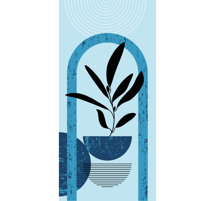 Blue stylish pot plant blind flowers and plants - TenStickers