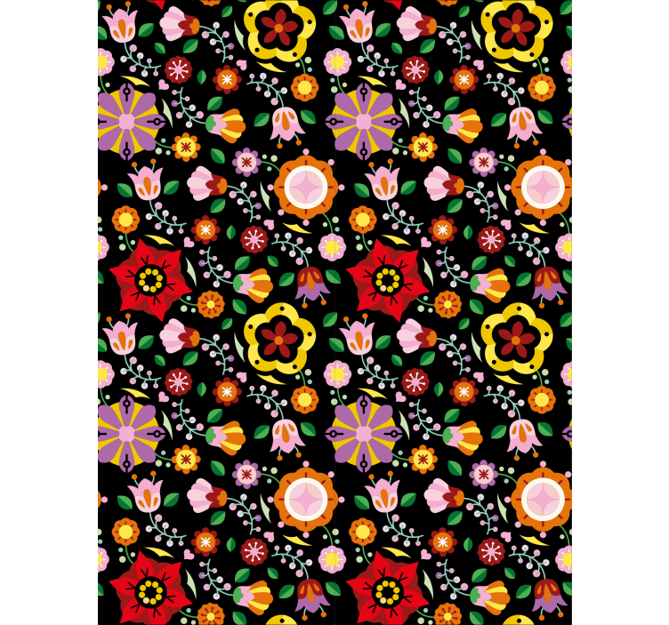 Floral roller blind in vibrant colorful theme - TenStickers