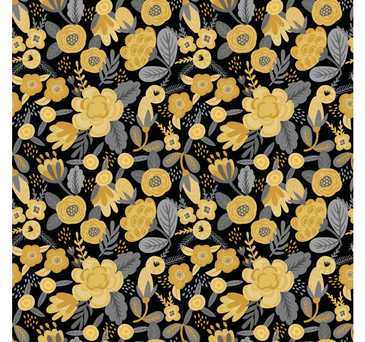 Yellow botanical pattern floral roller blind - TenStickers