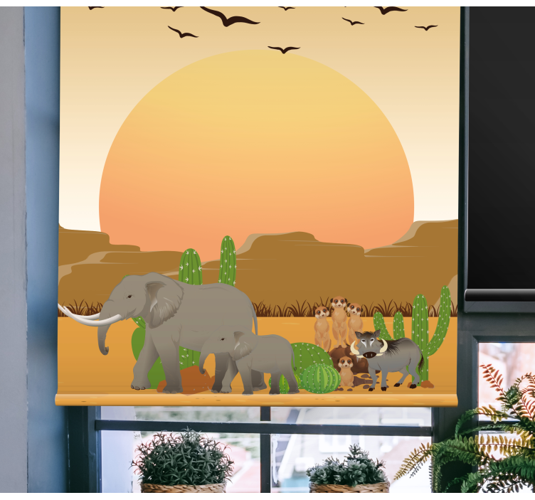 African sunset in the wild Various animal blind - TenStickers
