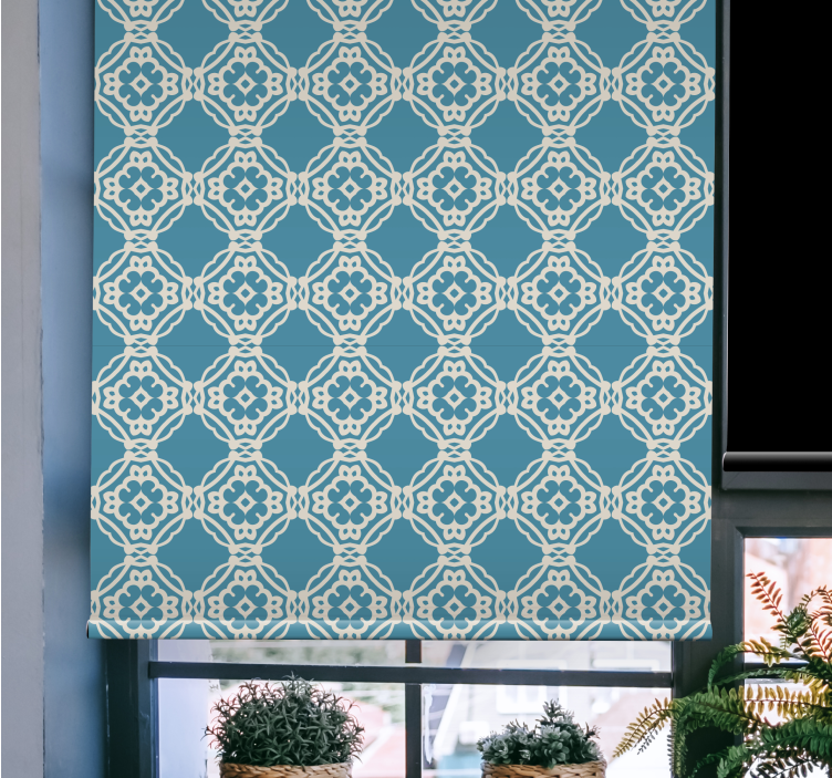 Antique vintage blue white Living room blind - TenStickers