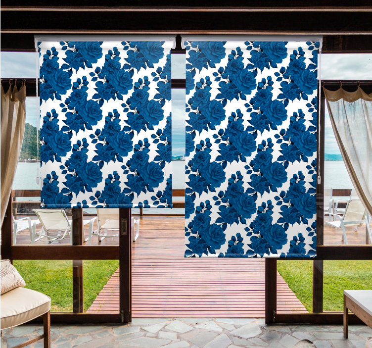 Azure Blossom Motif blind flowers and plants - TenStickers