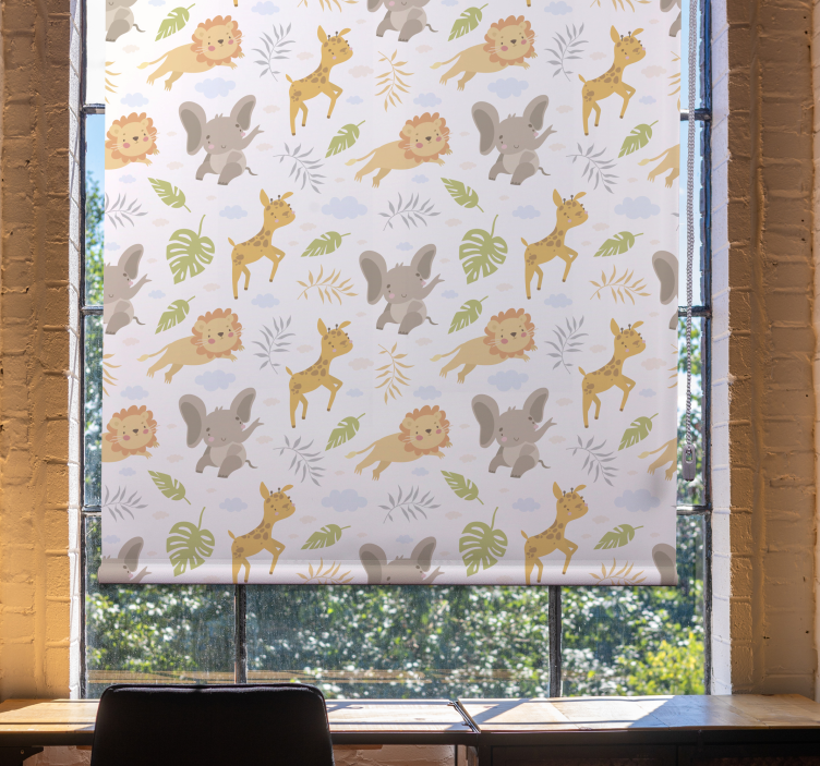 Baby animal patterns nursery roller blind - TenStickers