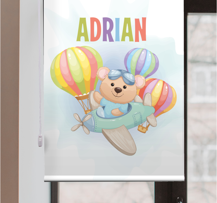 Bear in airplane with name blind children - TenStickers