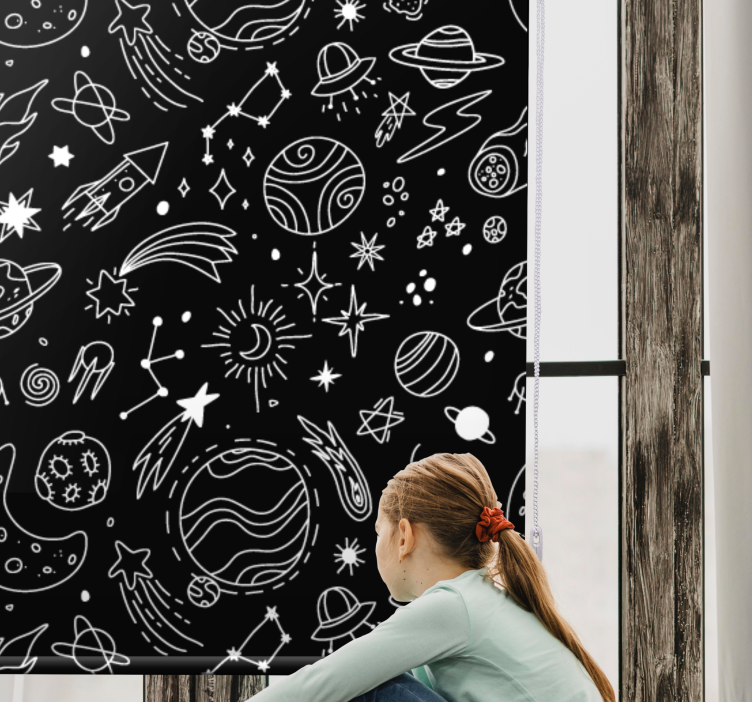 Black and white cosmic Childrens blind - TenStickers